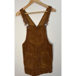 Rewash Brown Corduroy Overall Dress Pinafore Mini Skirt Small Tobacco Tan